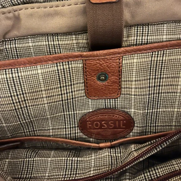 Classic Brown Leather and Tan Canvas Messenger Bag